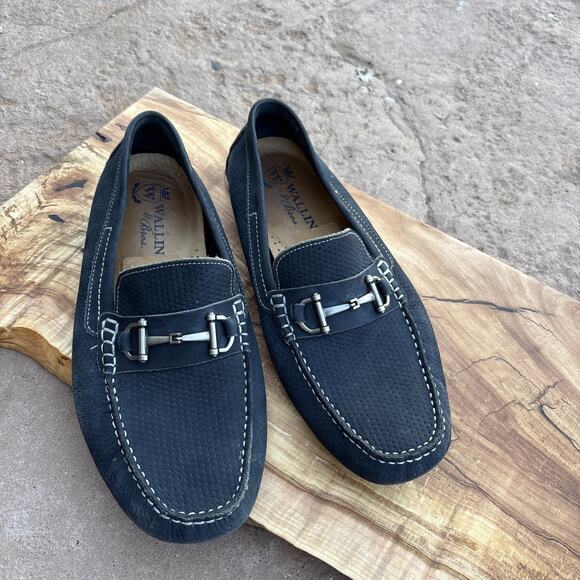 Wallin & Bros Other - Saks Fifth Avenue Navy Blue Pebbled Leather Horse Bit Driving Shoe 10.5 Men‎